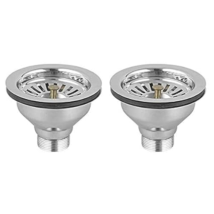 RENVOX Stainless Steel Waste Coupling for Sink/Wash Basin, Extra Large Cup, Stunning & Shimmering. Pack of 2