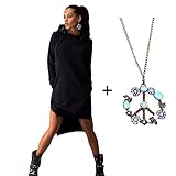 OVERMAL Women Shirt Dress Double Split Hoodie Pullover Pockets Top