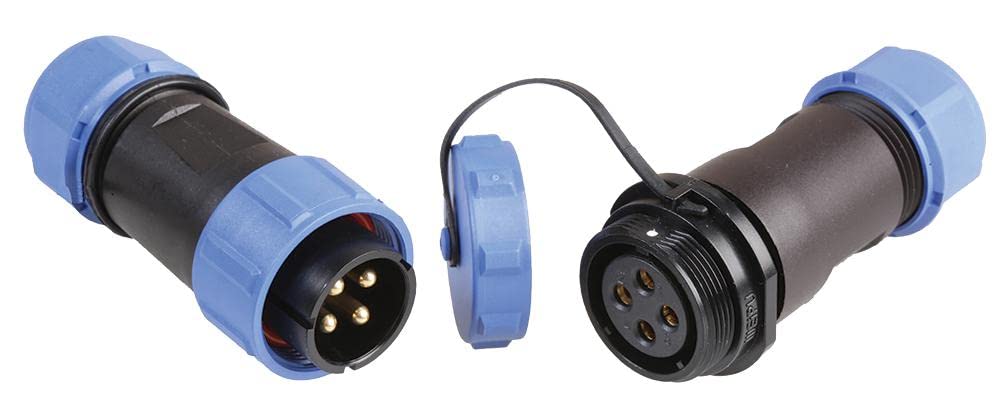 PRO ELEC Cable Joint, 7 mm, IP68 Waterproof, Black & Blue, 30A, 250V – Threaded Coupling, Durable Inline Connector