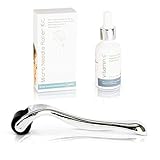 0.25mm Derma Roller Microneedle Kit with Face Serum - Set With Micro Needle Dermaroller + Vitamin C with Hyaluronic Acid Facial Serum - Helps Your Skin Glow and Radiate Youthfully + FREE E-Book Guide