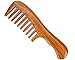 Jaciya Wide Tooth Comb Natural Green Sandal Wooden Hair Comb - No Static Sandalwood Scent Natural Hair Detangler Comb - Handmade Wavy Handle Detangling Comb