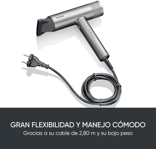 Secador de pelo de alto rendimiento con motor BLDC y tecnología iónica, Secador de pelo con difusor magnético y concentrador, Potencia de 2.000 W, Gris, HT 0171
