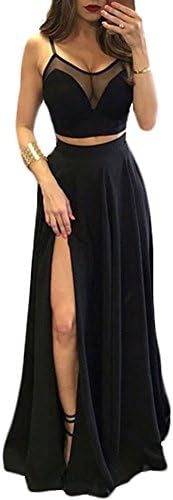 wildestdreamsbridal 2018 Women's Sexy Two Piece Prom Dress With Slit Leg Long Party Gowns Plus Size