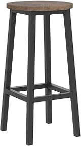 VASAGLE Bar Stools Set of 2 Vintage Brown Black Metal Frame 65cm LBC32X view 4