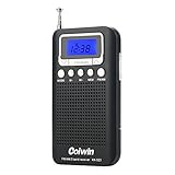 COIWIN KK-523 Mini Digital Portable AM/FM Two Band Digital Receiver Radio with Alarm Clock and LED Light (Black)