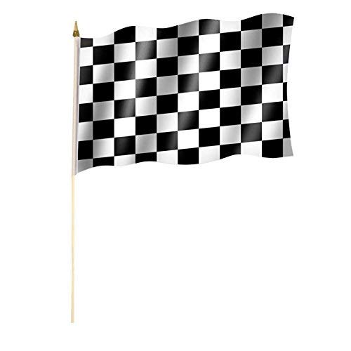 Stick Racing Flag / Finishing Flag / Car Racing / Start / Finish Chequered Flag approx. 30 x 45 cm with approx. 60 cm Rod / Pole