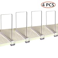 CY craft Acrylic Shelf Dividers for Closets,Wood Shelf Dividers, 4 PCS Clear Shelf Separators,Perfect for Clothes Organizer and Bedroom Kitchen Cabinets Shelf Storage and Organization