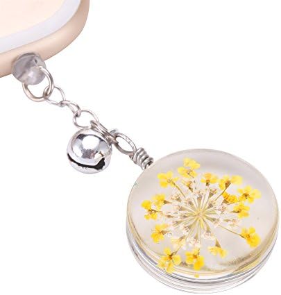 VaporMao Handmade Real Flower Anti Dust Plug/ Ear Cap / Cell Phone Charms For iPhone, iPad, iPod, Samusung and Other 3.5mm Ear Jack, Yellow