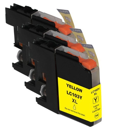 HI-VISION Compatible Brother LC-103 LC103 XL High Yield Yellow Ink Cartridge Replacement for DCP-J152W, MFC-J245,J285DW,J450DW,J470DW,J475DW,J650DW,J870DW,J875DW Printer 3 pks