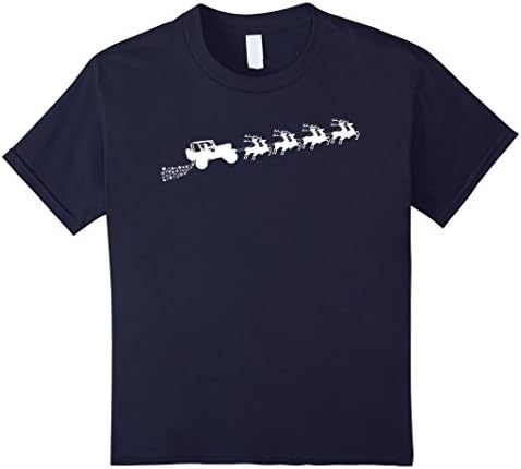 Kids Santa Sleigh Funny Jeep Driver Christmas T-Shirt 12 Navy