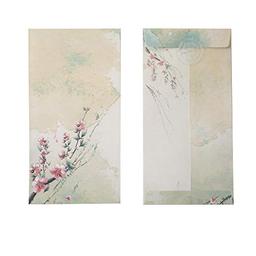 Efivs Arts Envelope Letter Paper Sealing Paste Sticker Set,Adhesive Stationery General，Ink Painting Design Assorted（20Envelopes+64 Writing paper+24Sealing Paste ） - Thumbnail 2