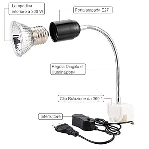 GOLDGE Tartaruga Illuminazione, 25W Basking Lampada Alogena Calore Retroilluminazione UVA UVB per Rettile Lucertola… GOLDGE GOLDGE Tartaruga Illuminazione, 25W Basking Lampada Alogena Calore Retroilluminazione UVA UVB per Rettile Lucertola…