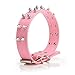 Dogs Kingdom 20-22'' Large Spikes Leather Dog Collars Studded Dog Collar Pink L