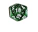 Green Translucent Glitter d20 Initiative Advantage Die for Role-Playing Games. 20 Sided RPG Dice