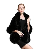 BEAUTELICATE Women's Party Faux Fox Fur Long Shawl Cloak Cape Coat-S64(More Colors)