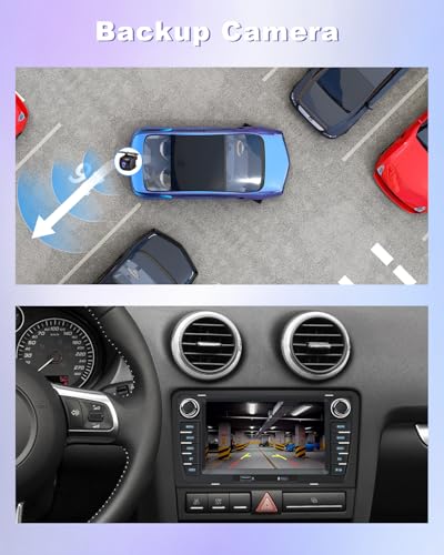 Car Radio for Audi A3 8P (2003-2012) S3 (2006-2012) RS3 (2011-2012) with CarPlay and Android Auto Wireless, Touchscreen 7 Inch with GPS, USB-C Bluetooth WiFi FM RDS DSP CANBus, HD Rear View Camera