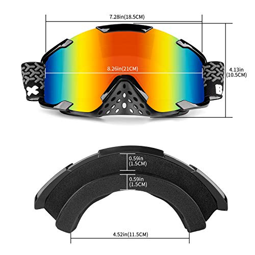 BATFOX Motorcycle Goggles Dirt Bike ATV Motocross Safety ATV Tactical Riding Motorbike Glasses Goggles for Men Women Youth Fit Over Glasses UV400 Protection Detachable Lens with Nose Guard (colorful)
