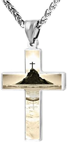 The cross on the sea Religious Prayer Jewelry Pendant Zinc Alloy Cross Necklace