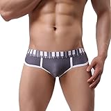 Neartime Men's Underwear, Thin Boxers Light Men Shorts Briefs Musical Note Type (L, Gray)