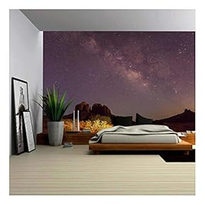 Milky Way Over Cathedral Rock - Removable Wall Mural | Self-Adhesive Large Wallpaper - 66x96 inches