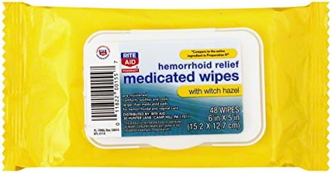 Rite AidPharmacy Medicated Wipes, Hemorrhoid Relief, with Witch Hazel, 48 Wipes