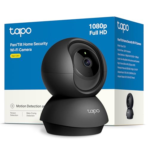 Tapo C201 360° WiFi Indoor Surveillance Camera, 1080P Night Vision, Motion Detection, Two-Way Audio, Compatible with Alexa and Google Assistant, for Baby/Pets