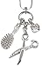 GLAM&CO Hairstylist Gifts - Hairdresser Jewelry Gifts - Scissors Barber Shears and Comb, Brush Charm Necklace for Women - Christmas Birthday Gifts for Hair Stylists (Shears & Brush Charms, Silver)