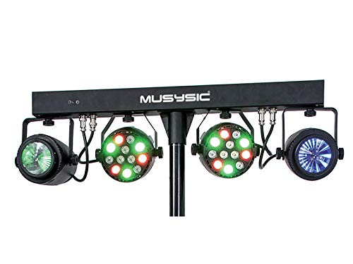 MUSYSIC MU-L31D Complete Professional 4-Par 4-in-1 Stage LED Lights DJ Band DMX System & Stand
