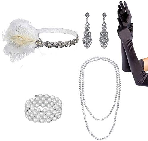 qanyue 1920s Flapper Headband, The Great Gatsby Headpieces for Women, Roaring 20s Costume Accessories