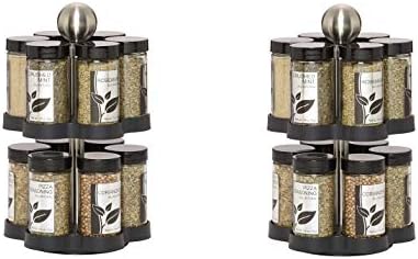 Kamenstein 5108304 Madison 12-Jar Revolving Countertop Spice Rack Organizer with Free Spice Refills for 5 Years (Pack of 2)