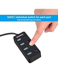 Hub USB 3.0 de 4 puertos USB 3.0 Hub Slim y portátil USB divisor para portátil compatible con Windows, Surface Pro, XPS, unidades flash USB y más