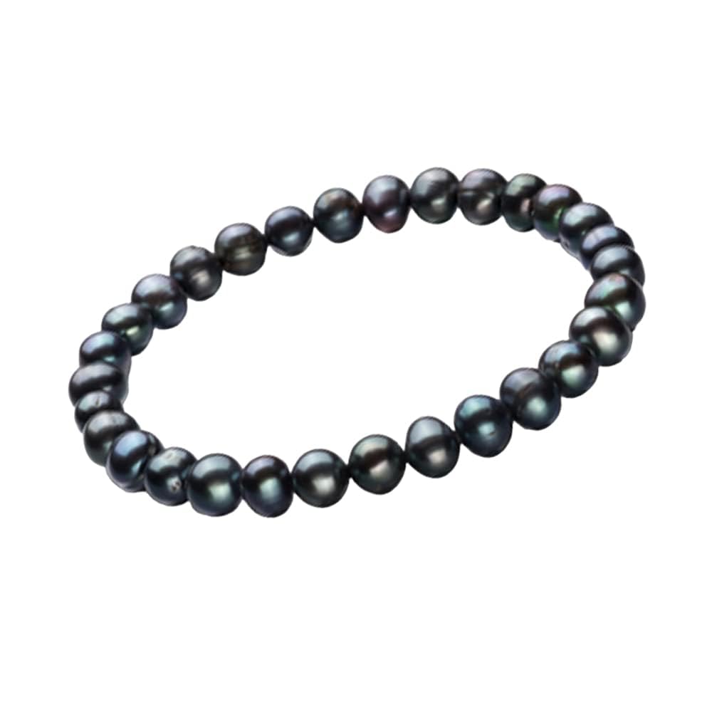 Treasure Bay Stunning 7-8mm Freshwater Pearl Bracelet for Women and Girls (Black)