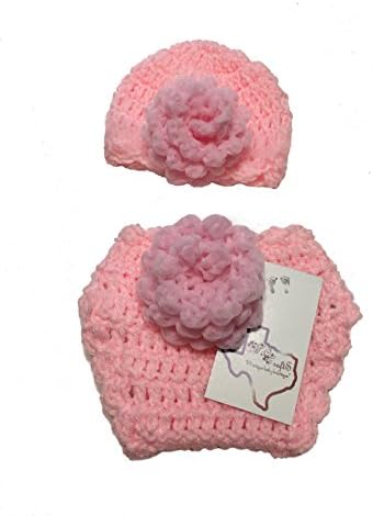 MiC Crafts Handmade Baby Set Diaper Cover Hat Pink (Preemie 5-7 lbs)