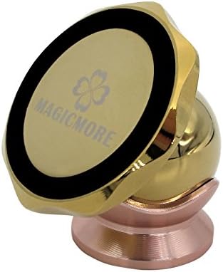 MAGICMORE Universal Magnetic 360 Degree Rotatable Cell Phone Car Mount Swivel Air Vent Magnetic Car Holder Dashboard Holder Kit (gold)
