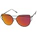 zeroUV Oversize Metal Frame Thin Temple Color Mirror Flat Lens Aviator Sunglasses 62mm (Black/Magenta Mirror)
