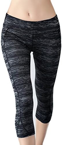 HAIVIDO Women's Moisture-Wicking Fitted Cropped Capris with Zipper Pocket