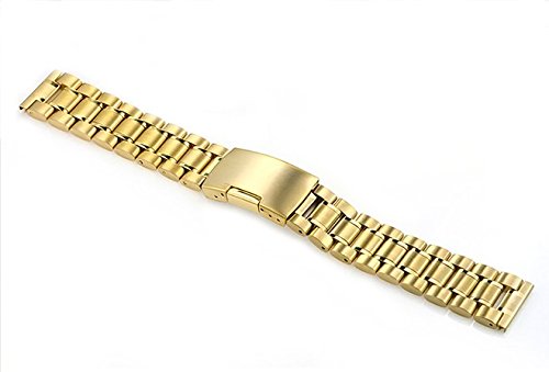 ZEIGER Men B008 Replacement Metal Wrist Watch Band (Stainless Gold 20mm)