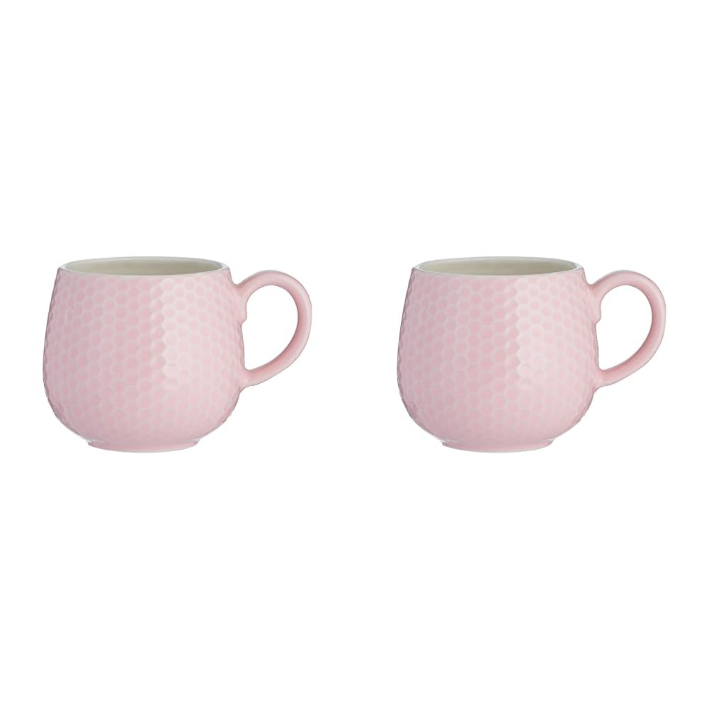Mason Cash Embossed Honeycomb Pink Mug, 35 CL (Pack of 2)