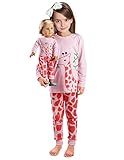 Girls Matching Doll&toddler Giraffe 4 Piece long cotton Christmas Pajamas sleepwear