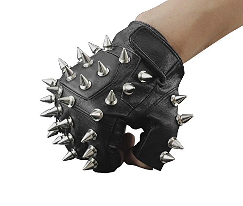 Men Punk Biker Driving Motorcycle Hedgehog Spike Leather Import