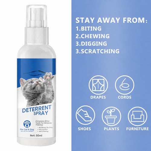 Originaturals Cat Repellent Spray, Scratch Protection Sofa Cat, Non-Irritating and Residue-Free, Suitable for Indoor and Outdoor Use, 50 ml