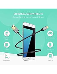 UGREEN - Cable micro USB de nailon trenzado rápido para Samsung Galaxy S7 S6, Note, LG, Nexus, Nokia, PS4, Xbox One, Negro