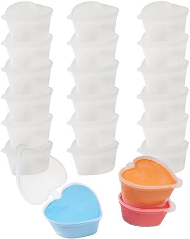 Vfond 30 Pack 45 ml Heart-shaped Slime Containers Plastic Storage boxs for Soft Clay, Foam Ball Storage Containers with Lids, Clear