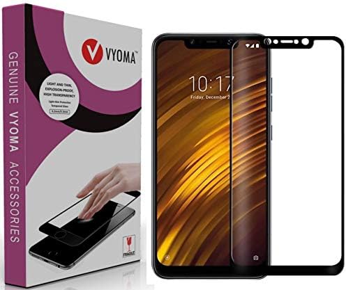 Xiaomi Pocophone F1 (Poco F1) Tempered Glass with Curved Edges and 9H Hardness - Full Glue Edge-Edge Screen Protection by VYOMA (6D Glass)