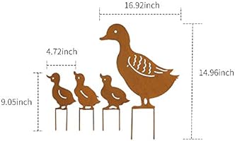 Lixada Metal Garden Stake Family Duck Shape Statue Animal Garden
