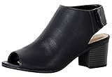 City Classified Women's Harlyn Cutout Peep Toe Stacked Chunky Heel Bootie