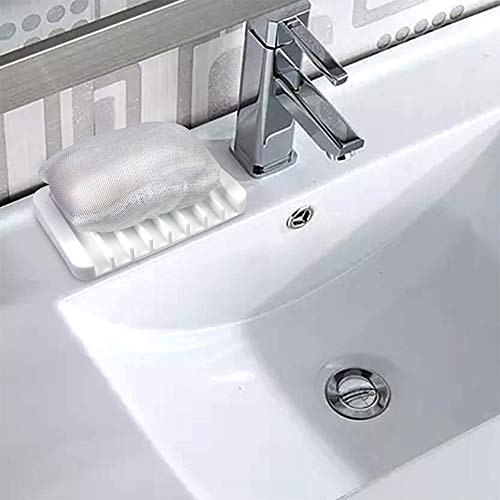 Yako 2Pcs Soap Dish, Bar Soap Holder Box Stand Case Saver Tray for Shower Bathroom Kitchen, Premium Flexible Silicone Soap Dishes, Prevent Melting, Non-Slip Design, Easy Cleaning, Gray - Thumbnail 6