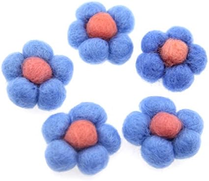 Zasy Pure 100% Wool Felt Flower Needle Felt Handmade Flower (Blue)