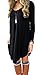 POSESHE Women's Irregular Hem Long Sleeve Casual T-Shirt Short Dress Black M
