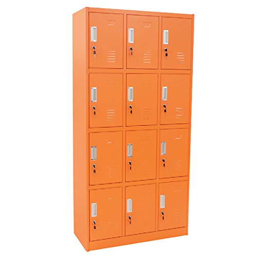 ロッカー おしゃれ スチールロッカー 12人用 オレンジ 鍵付き スペアキー付き 3列4段 スチール製 収納 オフィス 事務所 会社 店舗 病院 学校 業務用 スリム かぎ付き 更衣ロッカー 更衣室 オフィスロッカー スチールキャビネット 10 012or 10 012newor Cherrystates Com